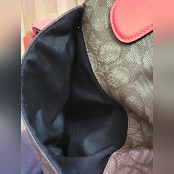 Coach Brown and Red Signature Tote Bag - Picture 3 of 14